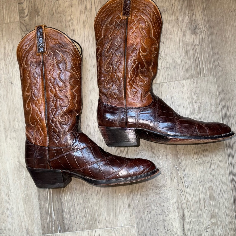 Dan Post Two-Tone Leather Cowboy Boots - Picture 6 of 12